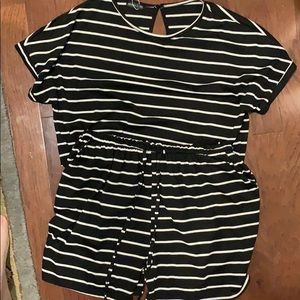 B&W Striped Shorts Romper